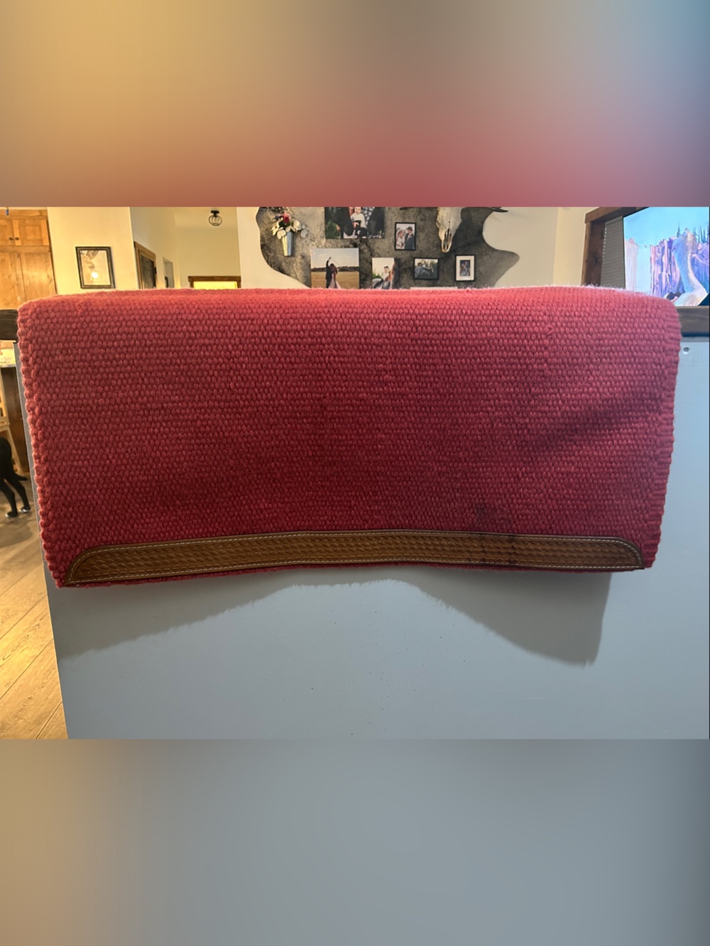 Mayatex Coral Pink Western Show Blanket with Leather Trim